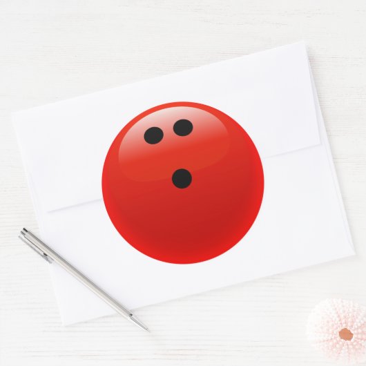Red Bowling Ball Ronde Sticker (Envelop)