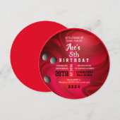 RED BOWLING BALL ROUND Red Birthday Invitation Kaart (Voorkant / Achterkant)