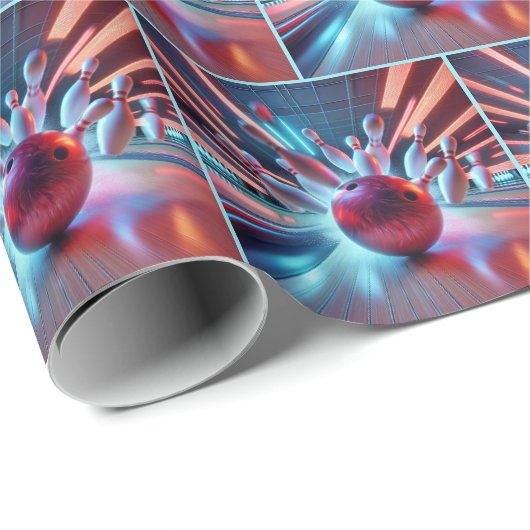 Red Bowling Ball Strike Cadeaupapier (Rol Hoek)