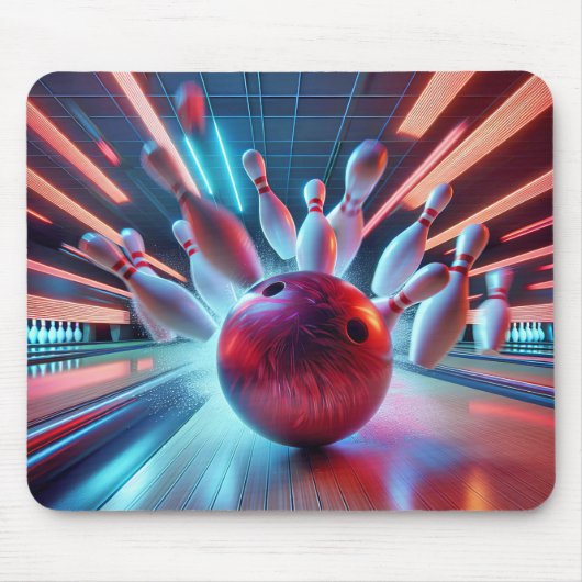 Red Bowling Ball Strike Muismat (Voorkant)