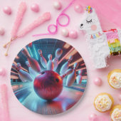 Red Bowling Ball Strike Papieren Bordje (Feest)