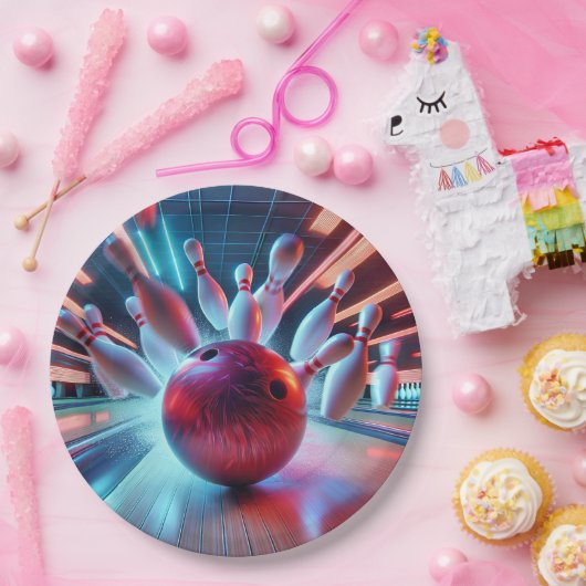 Red Bowling Ball Strike Papieren Bordje (Feest)