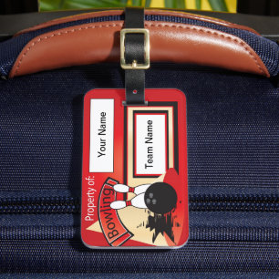 Red Bowling Pins en 🎳 Bowler Bagagelabel