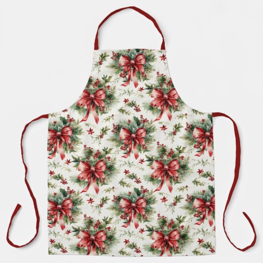 Red Bows and Holly Leaves Schort (Voorkant)