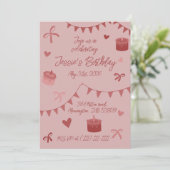 Red Bows, cakes and hearts Kaart (Staand voorkant)