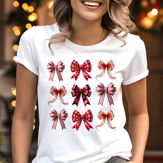 Red Bows Coquette Kerstmis Tri-Blend Shirt