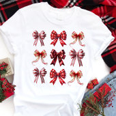 Red Bows Coquette Kerstmis Tri-Blend Shirt