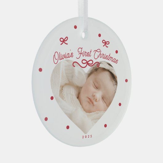 Red Bows eerste kerst Baby Ornament (Voorkant Rechts)