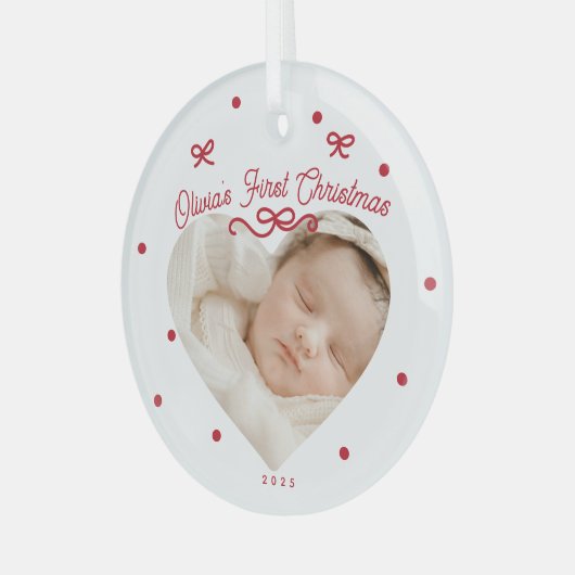 Red Bows eerste kerst Baby Ornament (Voorkant links)