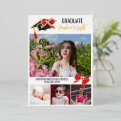 Red Bows Foto's Gold Folie Omtrek Afstuderen Folie Uitnodiging (Staand Voorkant)