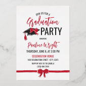 Red Bows Foto's Gold Folie Omtrek Afstuderen Folie Uitnodiging (Achterkant)