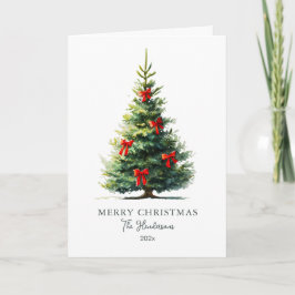 Red Bows Merry Christmas Tree Card Feestdagen Kaart