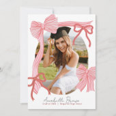Red Bows Photo Message Graduation Announcement Kaart (Voorkant)