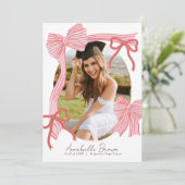 Red Bows Photo Message Graduation Announcement Kaart (Staand voorkant)