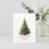 Red Bows Ribbons Merry Tree Feestdagenkaart (Staand voorkant)