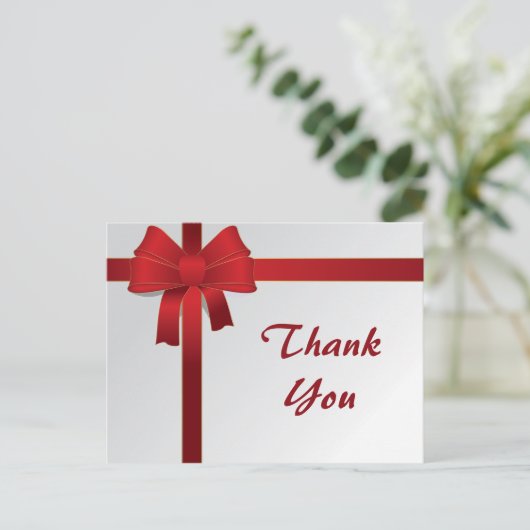 Red Bows Winter Dank je Briefkaart (Staand voorkant)