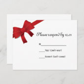 Red Bows Winter Wedding RSVP Response Kaart (Voorkant / Achterkant)