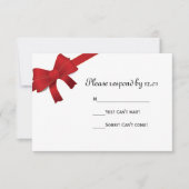 Red Bows Winter Wedding RSVP Response Kaart (Voorkant)