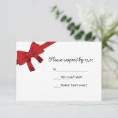 Red Bows Winter Wedding RSVP Response Kaart (Staand voorkant)