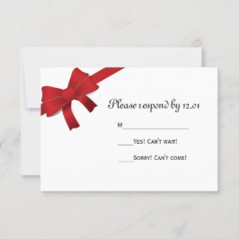 Red Bows Winter Wedding RSVP Response Kaart