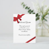 Red Bows Winter Wedding Save the Date (Staand voorkant)