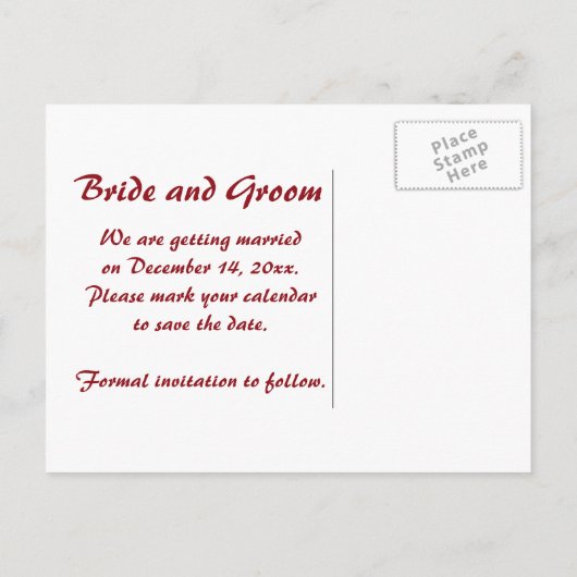 Red Bows Winter Wedding Save the Date Aankondigingskaart (Achterkant)