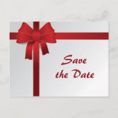 Red Bows Winter Wedding Save the Date Aankondigingskaart (Voorkant)