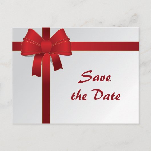 Red Bows Winter Wedding Save the Date Aankondigingskaart (Voorkant)