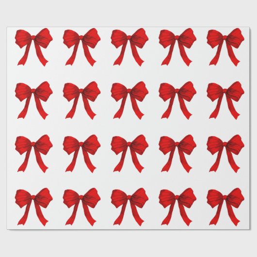 Red Bows Wrapping Paper Cadeaupapier (Vlak)