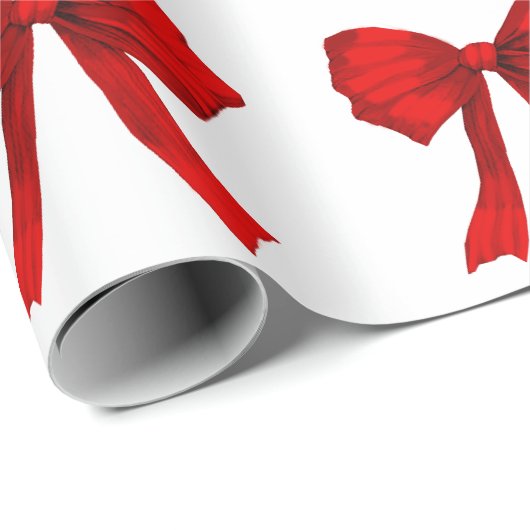 Red Bows Wrapping Paper Cadeaupapier (Rol Hoek)