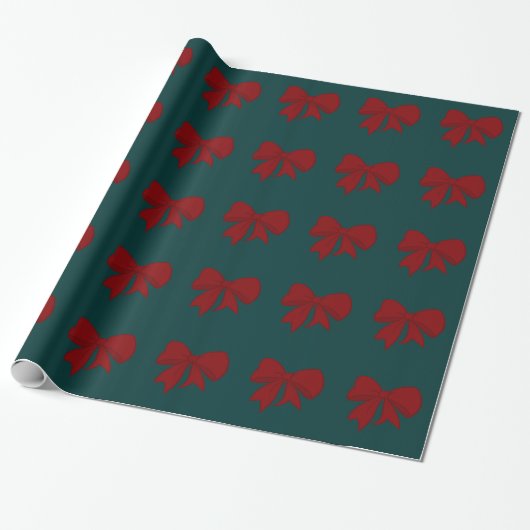 Red Bows Wrapping Paper Cadeaupapier (Uitgerold)