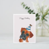 Red Boxer Dog met Party Pet Kaart (Staand voorkant)