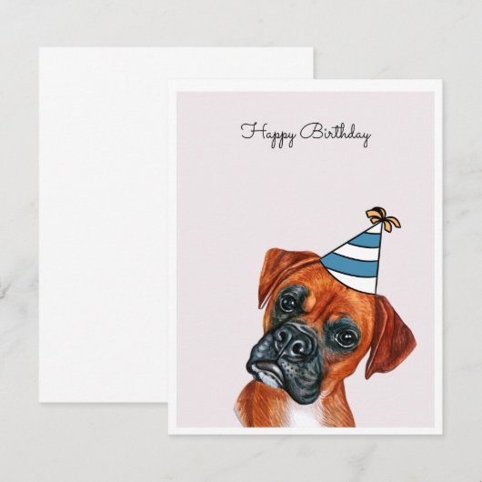 Red Boxer Dog met Party Pet Kaart (Voorkant / Achterkant)