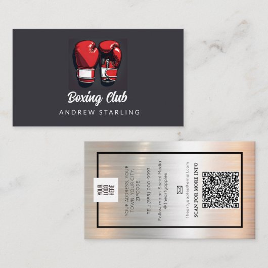 Red Boxing Club eenvoudig en gedurfd Visitekaartje (Voorkant / Achterkant)