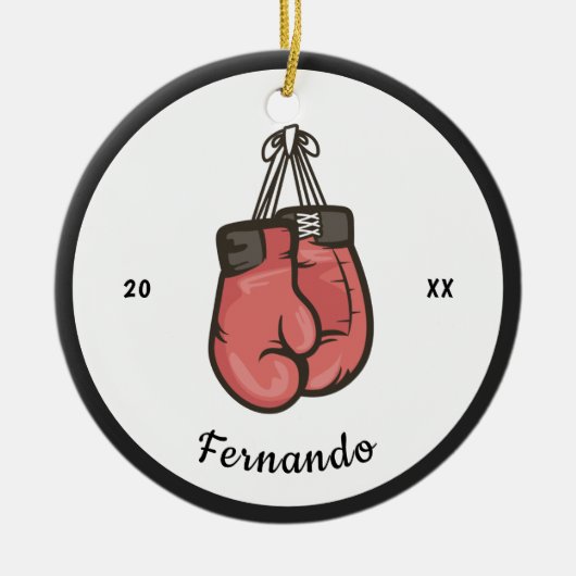 Red Boxing Ghandschoenen Concurrerende Boxer Naam  Keramisch Ornament (Voorkant)