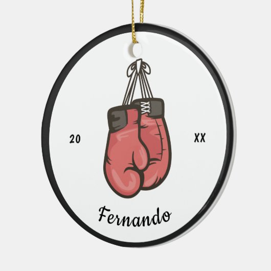 Red Boxing Ghandschoenen Concurrerende Boxer Naam  Keramisch Ornament (Links)