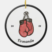 Red Boxing Ghandschoenen Concurrerende Boxer Naam  Keramisch Ornament (Achterkant)