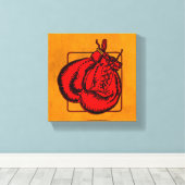 Red Boxing-handschoenen Canvas Afdruk (Insitu (Houten vloer))