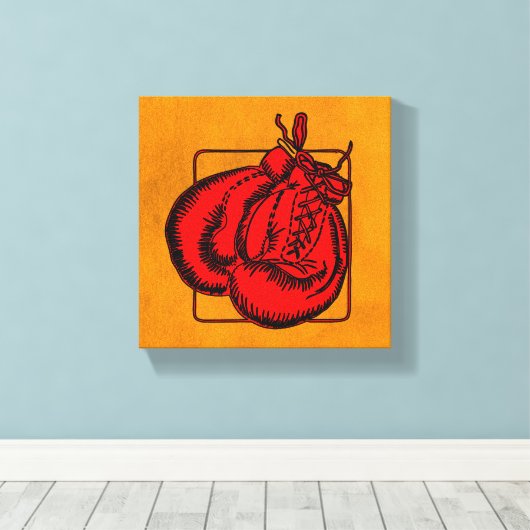 Red Boxing-handschoenen Canvas Afdruk (Insitu (Houten vloer))