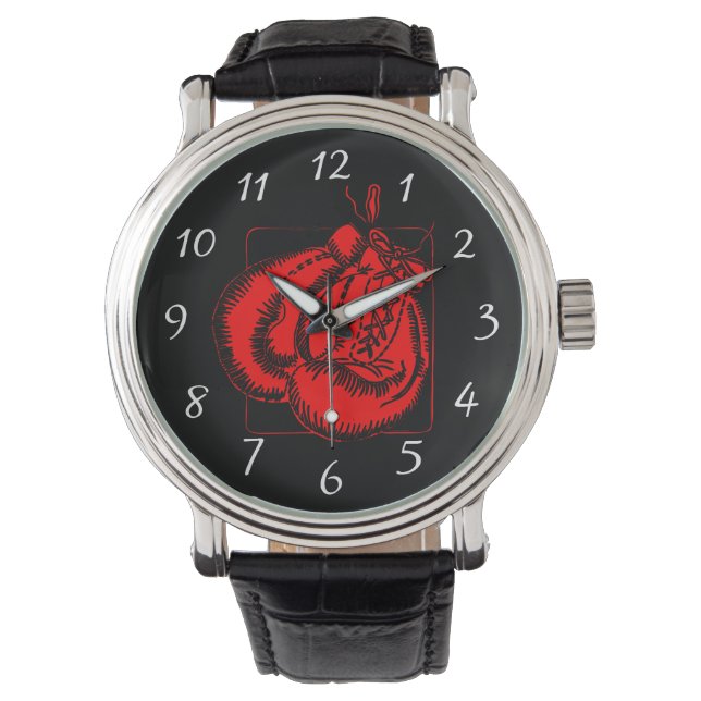 Red Boxing-handschoenen Horloge (Voorkant)