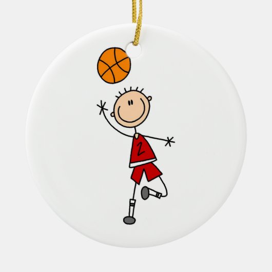 Red Boy Basketball Player t-shirts en Gifts Keramisch Ornament (Voorkant)
