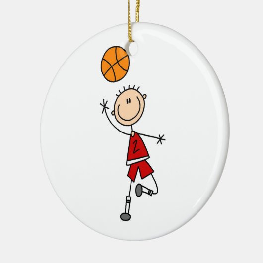 Red Boy Basketball Player t-shirts en Gifts Keramisch Ornament (Links)