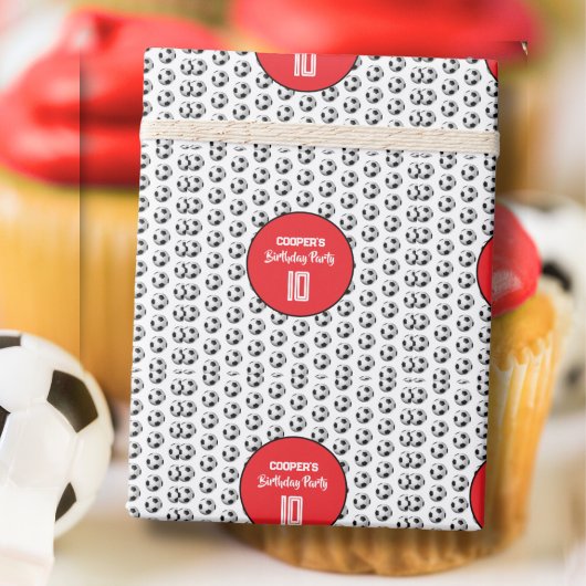 Red Boy Soccer Birthday Party Cadeaupapier