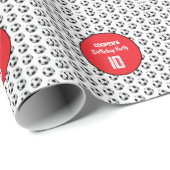 Red Boy Soccer Birthday Party Cadeaupapier (Rol Hoek)