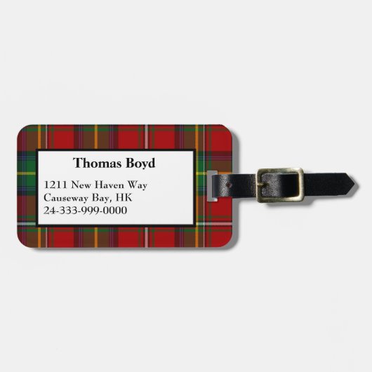 Red Boyd Tartan Plaid Bagagelabel (Voorkant horizontaal)