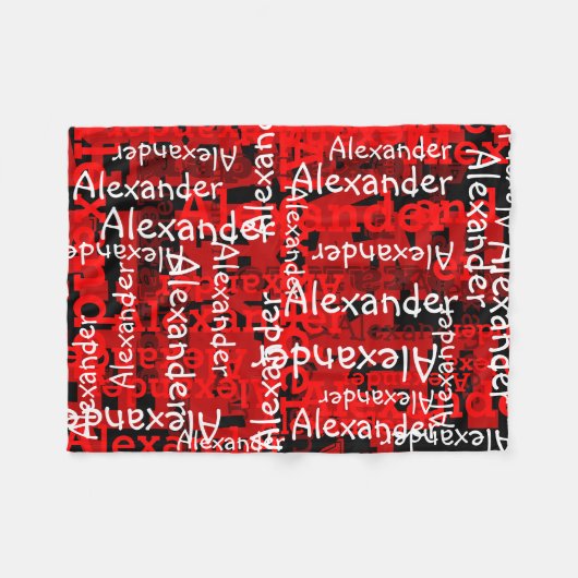 Red Boy's All-over Name Collage Personalized Fleece Deken (Voorkant (Horizontaal))