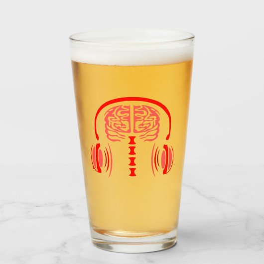 Red Brain Luisteren naar harde muziek Glas (Voorkant gevuld)