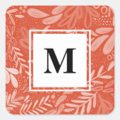 Red Bramble | Festive Botanical Monogram Vierkante Sticker (Voorkant)