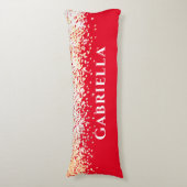 Red Brass Gold Faux Glitter Aesthetics Lichaamskussen (Voorkant Verticaal)