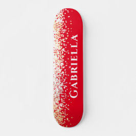 Red Brass Gold Faux Glitter Aesthetics Persoonlijk Skateboard
